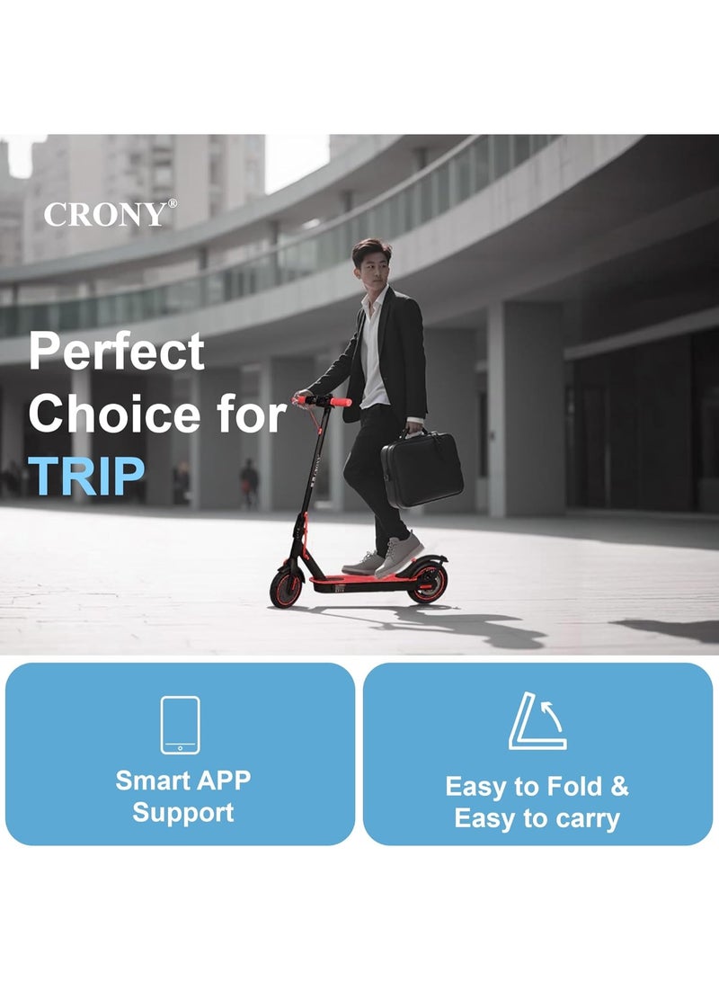 Crony M365 app Fast E-Scooter For Kids/Teens, Up To 45km/H, 250w Motor, 36v 7.8ah Battery, 8.5"Tires, App Controlled Lightweight Foldable With Led Headlights High-Speed Electric Scooter, Anti-Slip Deep-Tread Rubber Tires, Rear Disc Brake, 120kg Max Load, Smart Scooter With App Connectivity, Portable Aluminum Frame For Adults, Heavy-Duty, Travel-Ready Design – Red - Image 3